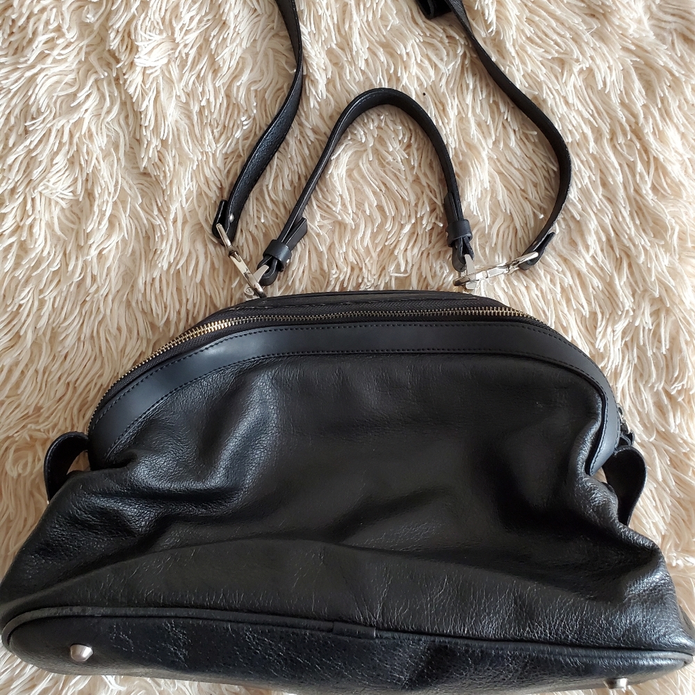 Nicoli Black Chic 100% Leather Handbag Work Travel Bag
